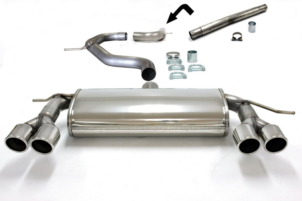Jetex Performance Exhaust System Volkswagen Golf Mk5 Diesel Turbo 1.9TDi/2.0TDi 03+ 3.00"/76.50mm - 2.50"/63.50mm Half System Stainless Steel (T300 series) Non-Resonated Twin Round 80mm Quad