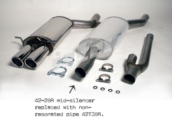 Jetex Performance Exhaust System Audi A4 (B5) Quattro 2.4/2.6/2.8/2.5 (94-00) 2.4/2.6/2.8/2.5TDI 94-00 2.50"/63.50mm Half System Stainless Steel (T300 series) Non-Resonated Twin Round 80mm