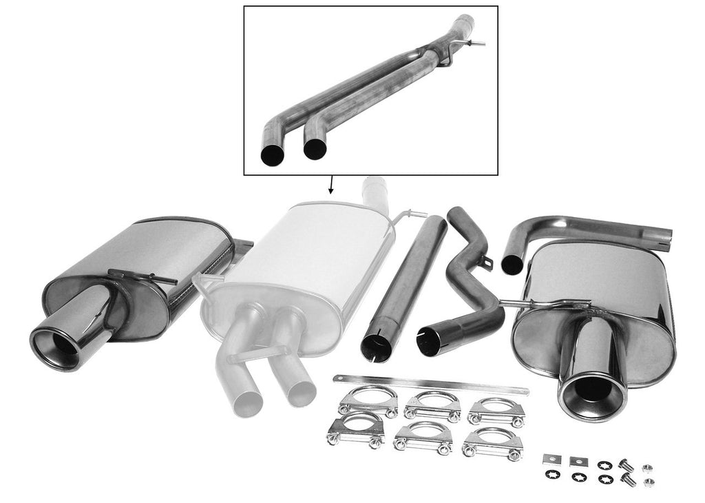Jetex Performance Exhaust System Audi A4 (B7) 2WD Petrol Turbo (05+) 1.8T/2.0TFSi Saloon/Estate (not cabriolet) 05+ 2.50"/63.50mm - 2.00"/50.80mm Half System Stainless Steel (T300 series) Non-Resonated Round 100mm L+R