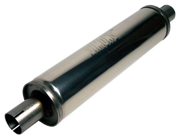 Jetex Custom Round Exhaust Silencer Box 1.75"/44.45mm 1.75"/44.45mm H=100.00mm W=100.00mm L=420.00mm 2.37L Stainless Steel