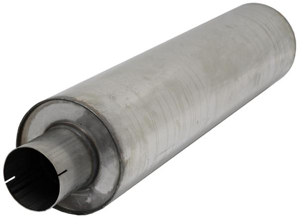 Jetex Custom Round Exhaust Silencer Box 4.00"/101.60mm 4.00"/101.60mm H=200.00mm W=200.00mm L=630.00mm 13.09L Stainless Steel