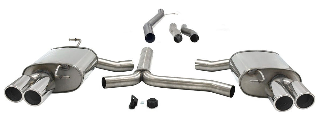 Jetex Performance Exhaust System Audi A4 (B8) Petrol Turbo 2WD/Quattro (08+) 1.8T/2.0T 08+ 2.75"/70.00mm - 2.25"/57.00mm Half System Stainless Steel (T300 series) Non-Resonated Twin Round 80mm Quad