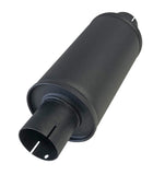 Jetex Custom Round Exhaust Silencer Box 2.50"/63.50mm 2.50"/63.50mm H=125.00mm W=125.00mm L=250.00mm 2.19L Aluminised Steel